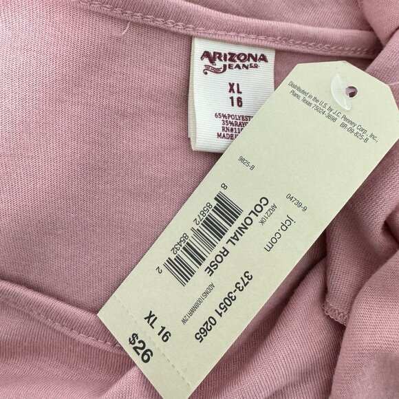 Arizona Junior open shoulder top long sleeve pink with necklace size XL (16) - Picture 7 of 11
